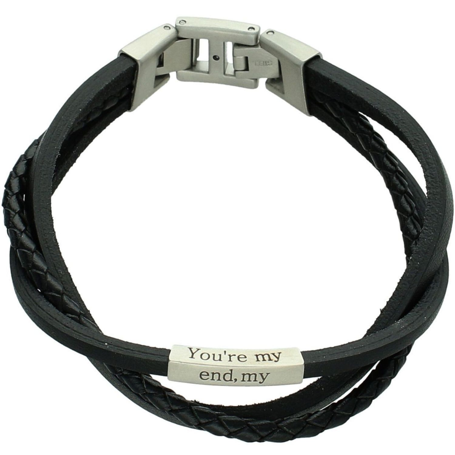 Męska Skórzana Bransoletka FOSSIL Potrójna z Grawerem – Zatrzask, Logo BRANS.jpg